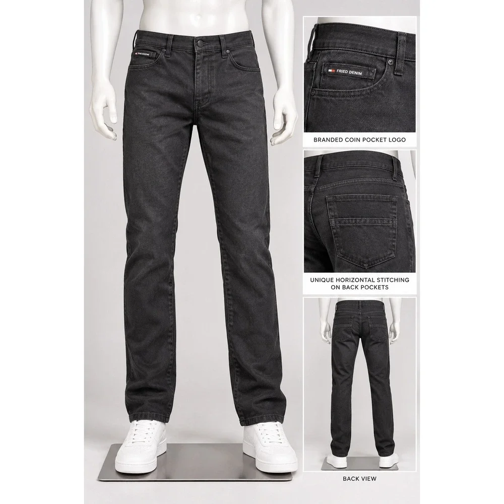 Fried Denim Jeans Mens 35x31 Black Slim Straight Casual Streetwear Pants
